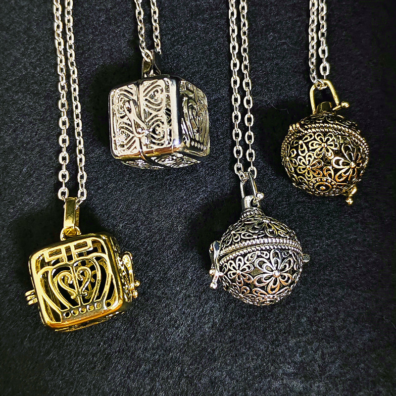 Diffuser Necklace Locket - Vintage Brass Hollow Ball Locket Pendant
