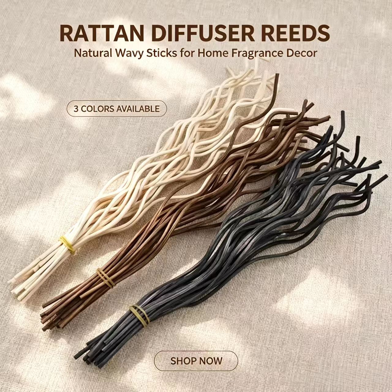 Home Fragrance Diffuser Sticks - 20Pcs Long Wavy Rattan Reed Diffuser